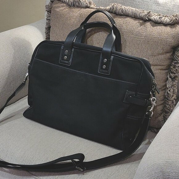 Coach Leatherware Commuter Briefcase Bag Black Canvas With Shoulder Strap - Picture 1 of 13